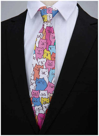 8cm Men Cartoon Bear Printed Fashion Wedding Novelty Necktie Ties