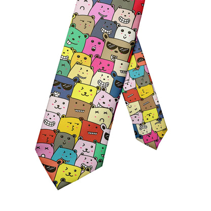 8cm Men Cartoon Bear Printed Fashion Wedding Novelty Necktie Ties