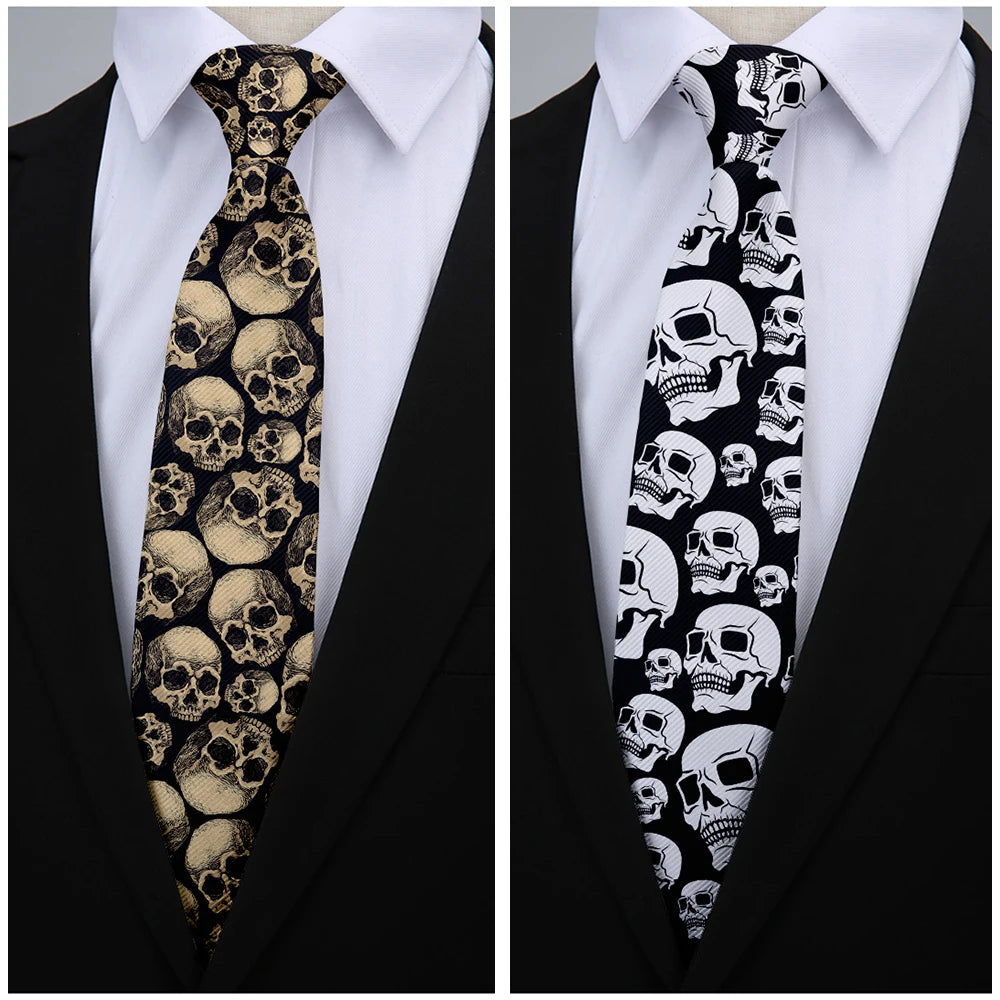 8cm 3D Skull Rock Printed Fashion Neckties Ties