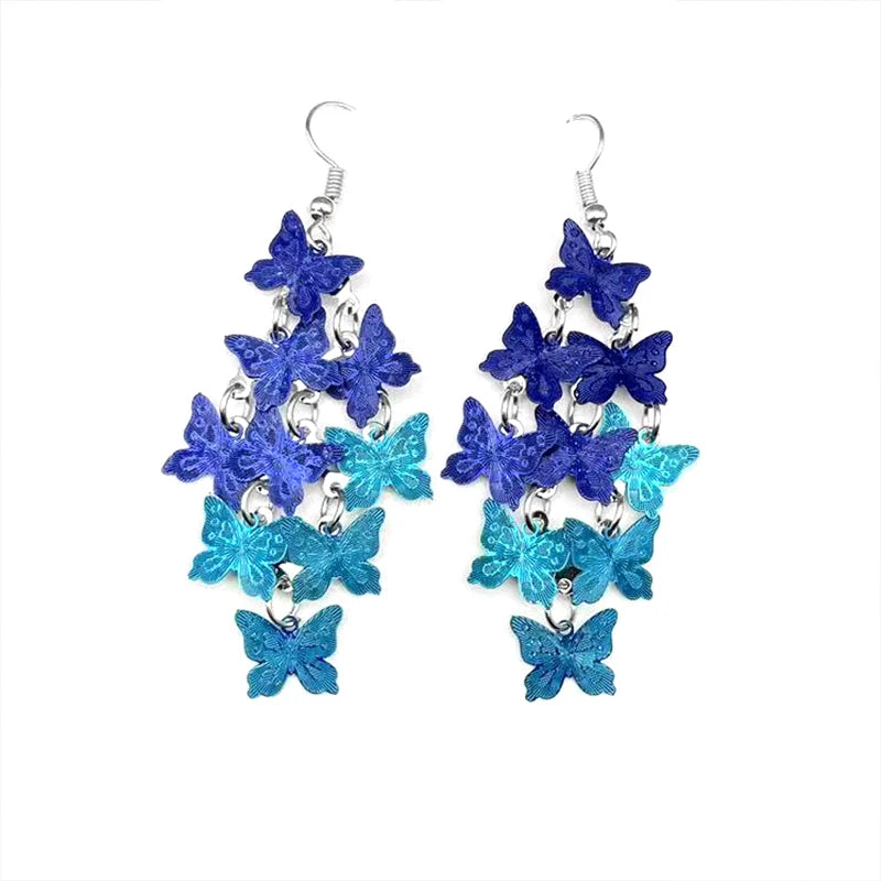 Women Fashion Butterfly Long Drop Earrings