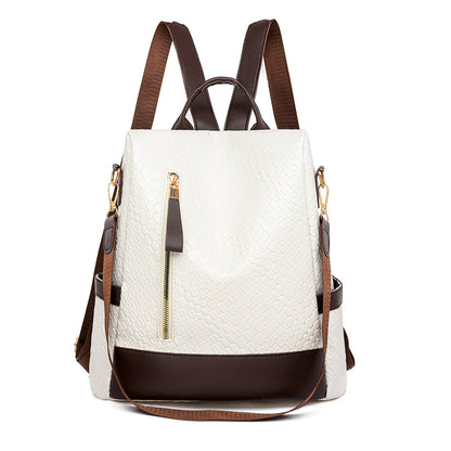 Women Soft Leather Fashion Woven Backpack Bag