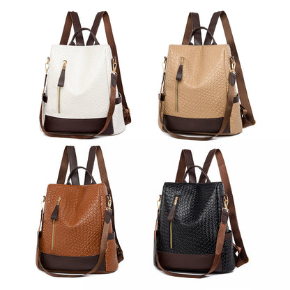 Women Soft Leather Fashion Woven Backpack Bag