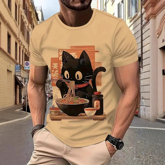 Men Fashion Streetwear 3D Digital Print Cartoon Animal Print T-shirt Tops Tees