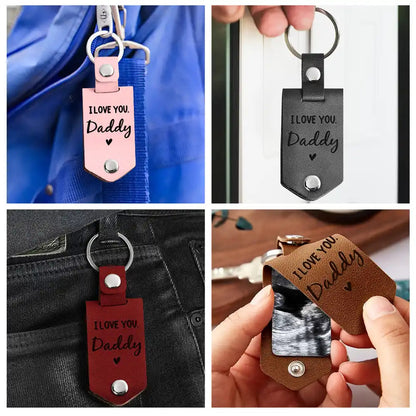 You Can Carry Me Too - Personalized Leather Photo Keychain Dad Father Mom