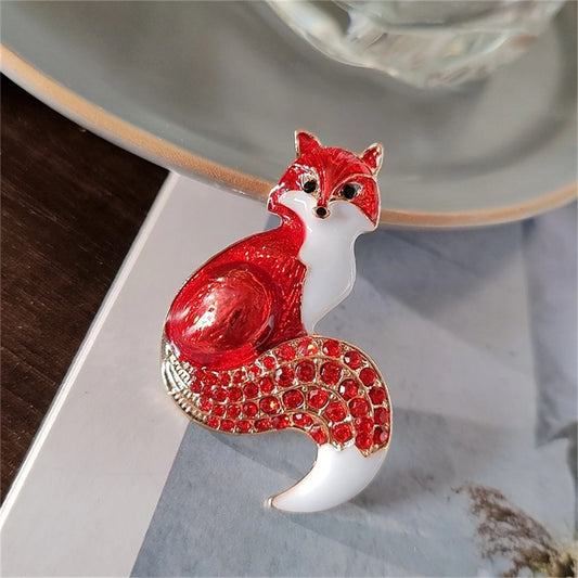 Rhinestone Enamel Fox Brooches Brooch Pins Gifts