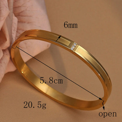 18K Plated Stainless Steel Zircon Fashion Women's Bracelet Bangles Gifts