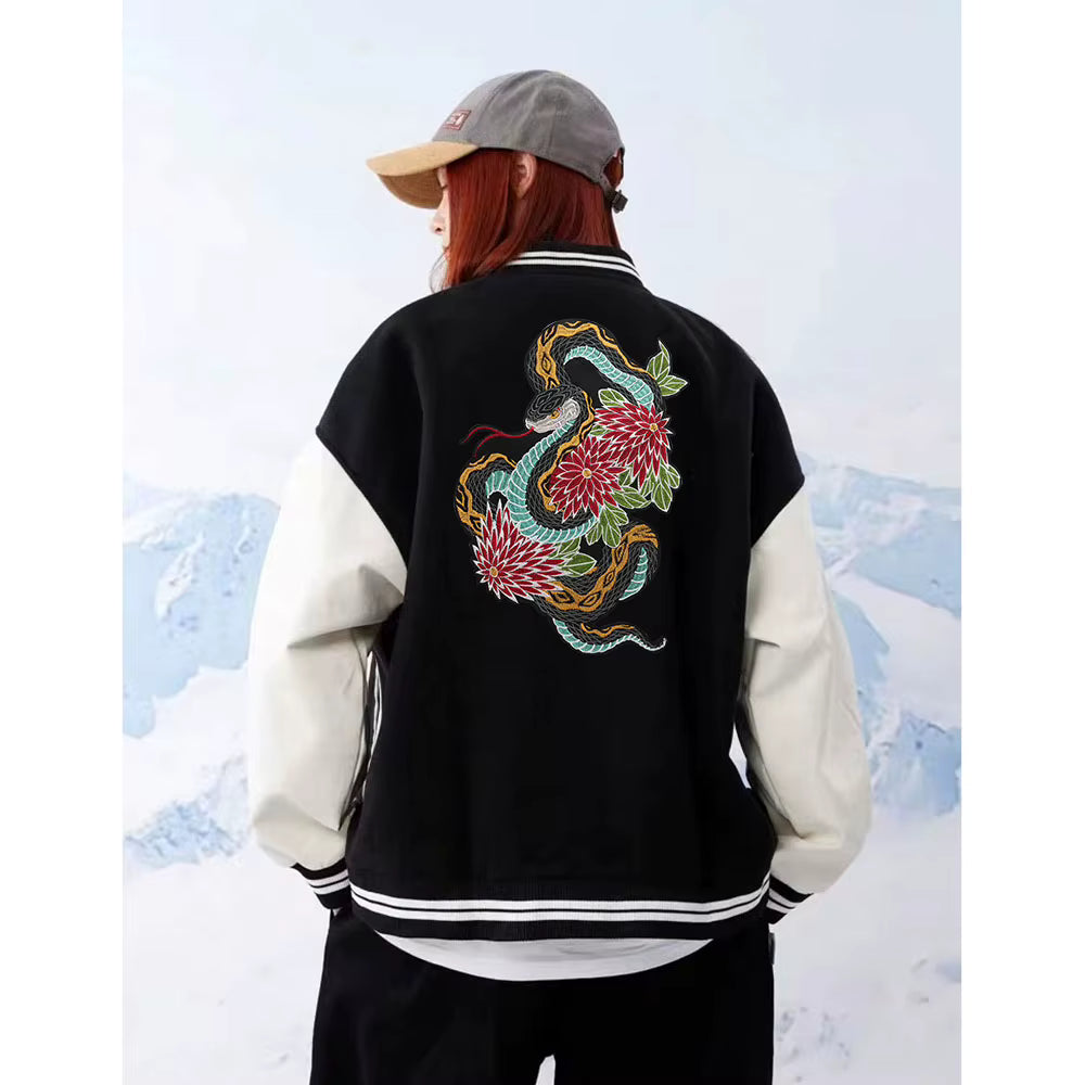 Colorful Python Embroidered Motorcycle Patch Appliques Iron on Patches Badge Clothes Sewing