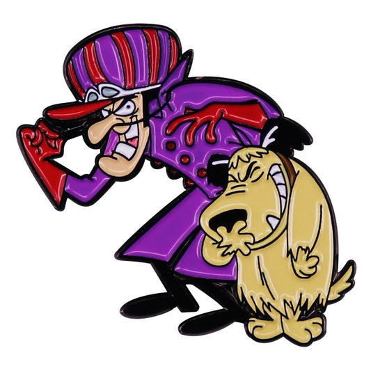 Cartoon Villain Dick Dastardly Mutley Dog Enamel Pin Brooches Badge
