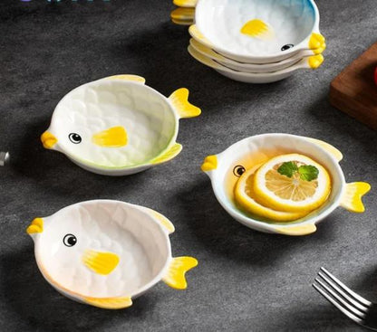 Small Fish Pattern Ceramics Dipping Sauce Dish Snack Dishes Tableware