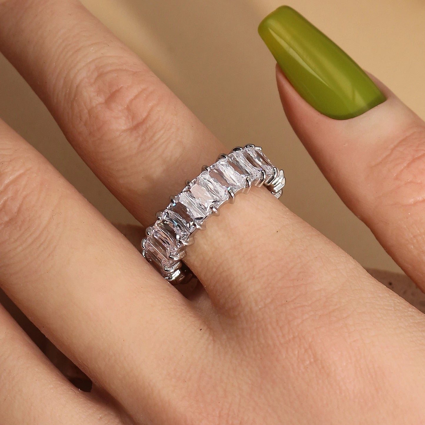 square zircon stainless steel plated 18K gold color Women's Wedding Ring