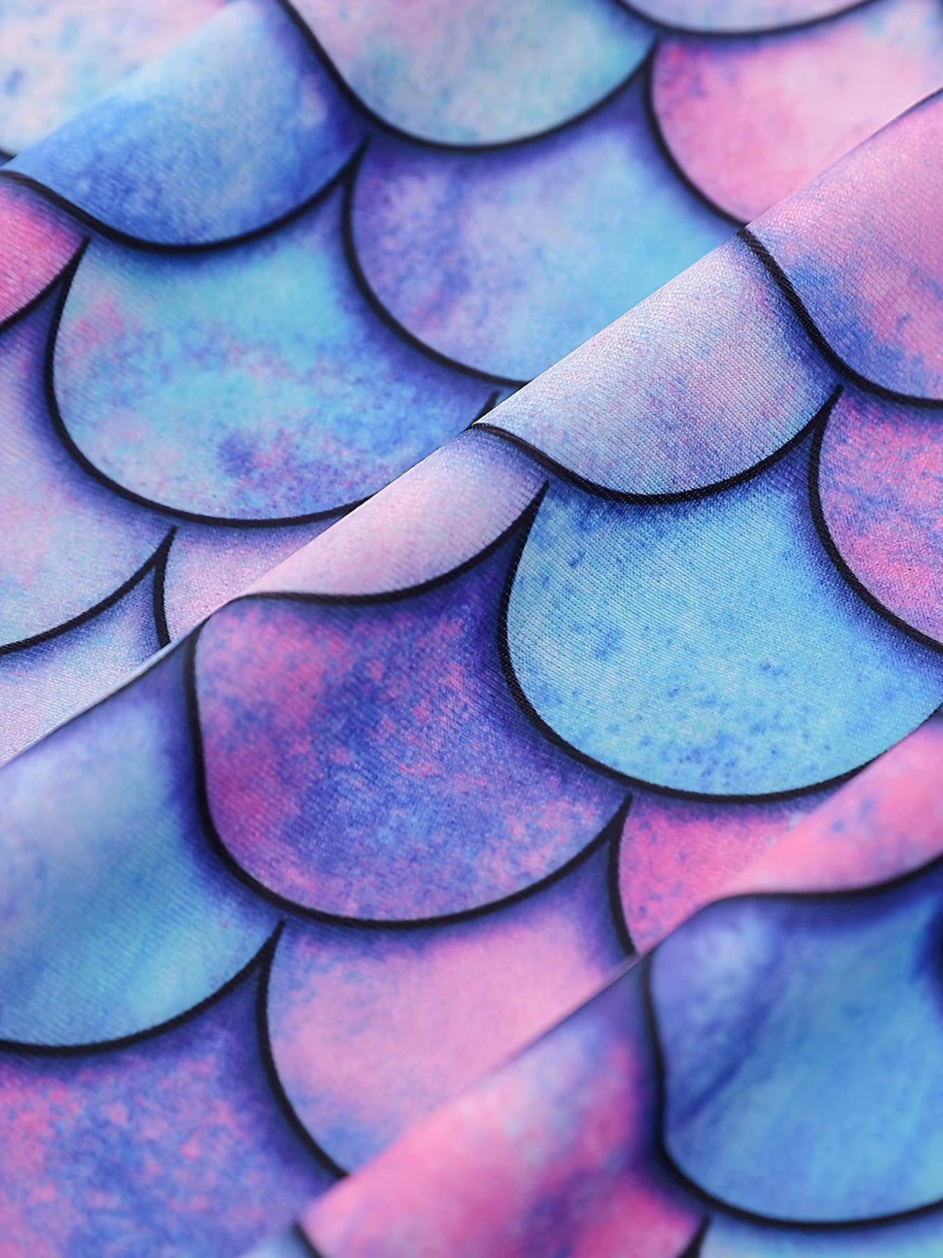 2pcs Kids Girls Short Sleeve Tops Swim Shorts Scale Print Patchwork Beach Bathing Swimwear