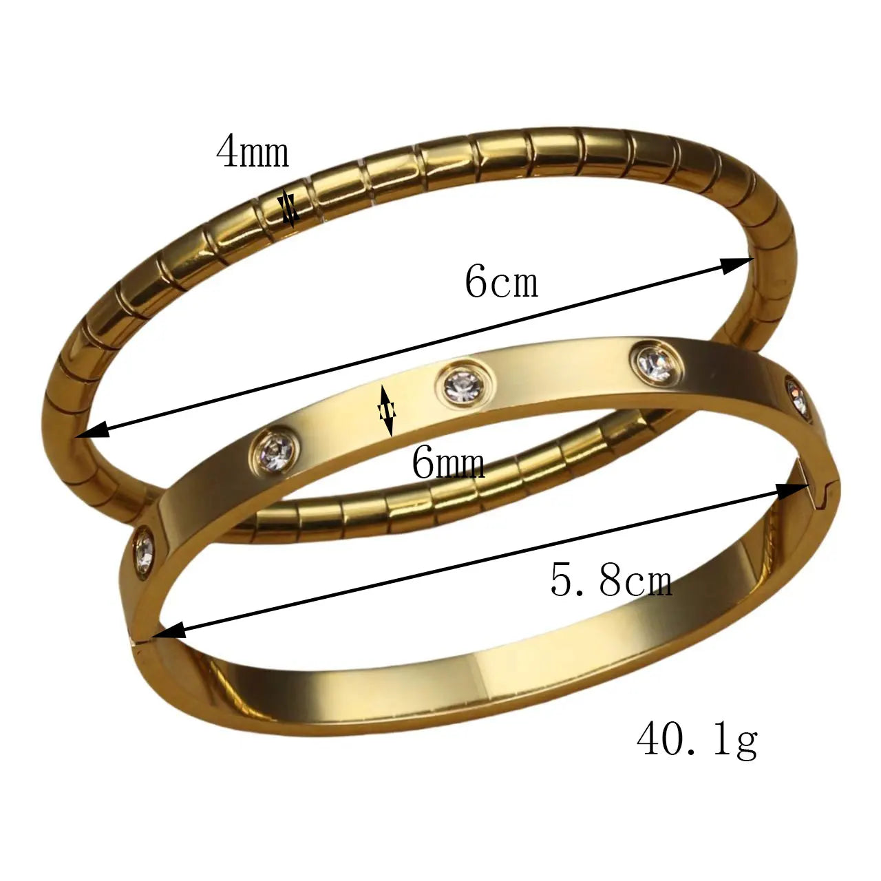 Luster Zircon Women's High Polished Stainless Steel Gold Color Bracelet Bangle Fashion Jewelry