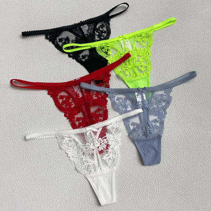 Women Lace Underwear Briefs Breathable G--String Seamless Low Waist Hollow Out Thong Panties