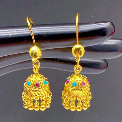 Dubai Ethiopia Tassel Gold Color African Women Bridal Wedding Drop Earrings