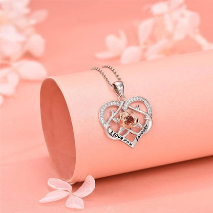 Women Perfect Valentine's Day Fashion I Love You Forever Heart-shape Rose Necklace Gift