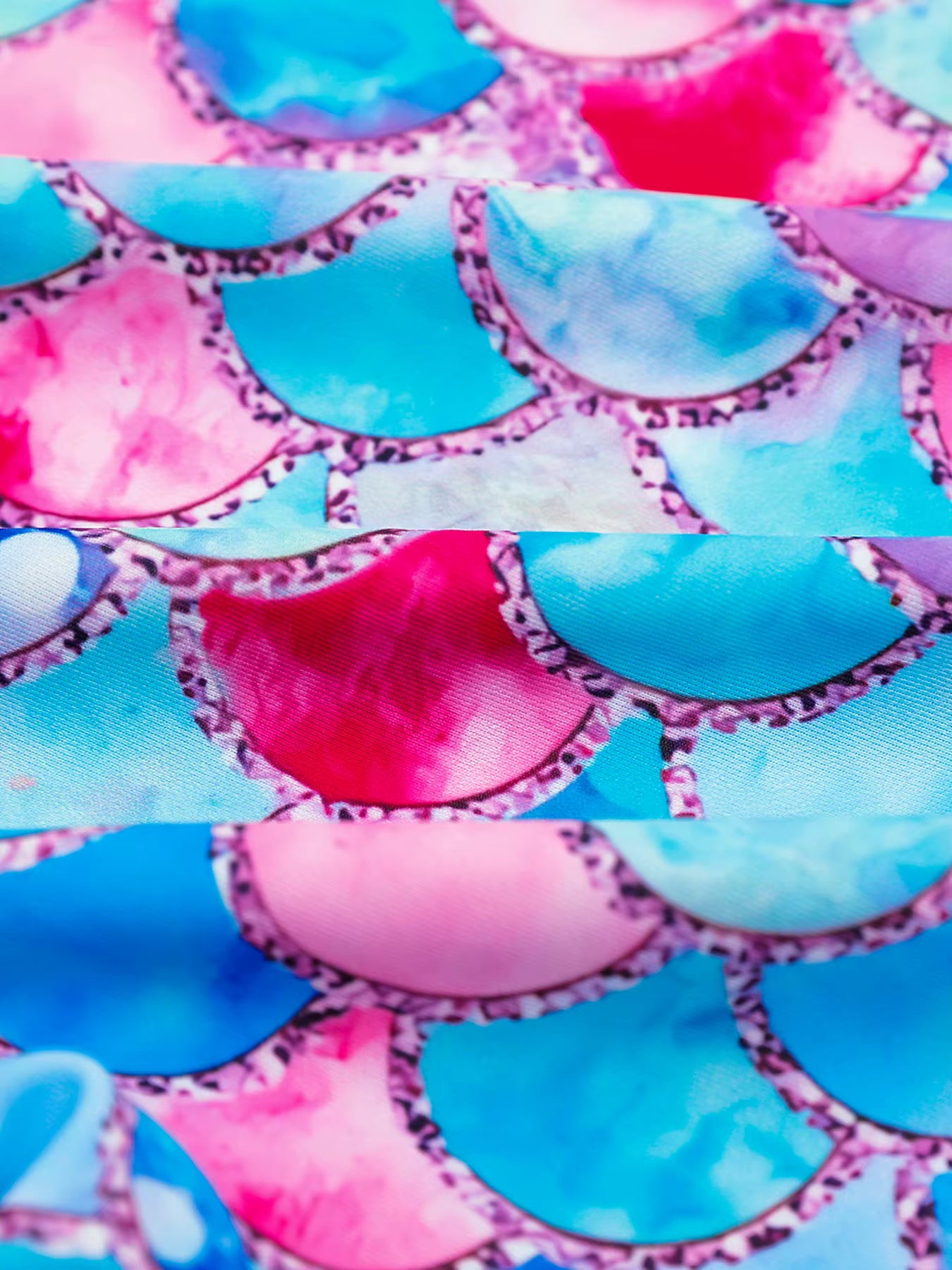 Girls Kids One-Piece Long Sleeve Sport 3D Scale Print Beach Boyleg Shorts Swimming Bathing Swimsuit Suit