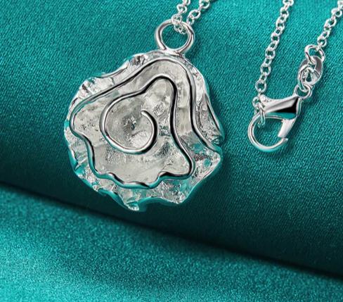 Women 925 Sterling Silver Rose Flower 18-30Inches Chain Wedding Engagement Party Charm Pendant Necklace