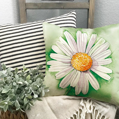 18 X 18 Inch Daisy Flower Design Sofa Cushion Plant Pattern Pillowcase Cover Decor