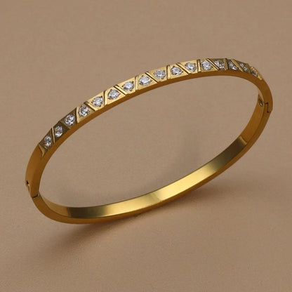 Fashion Stainless Steel Crystal Gold Color Women Bracelet Bangle Party Gift