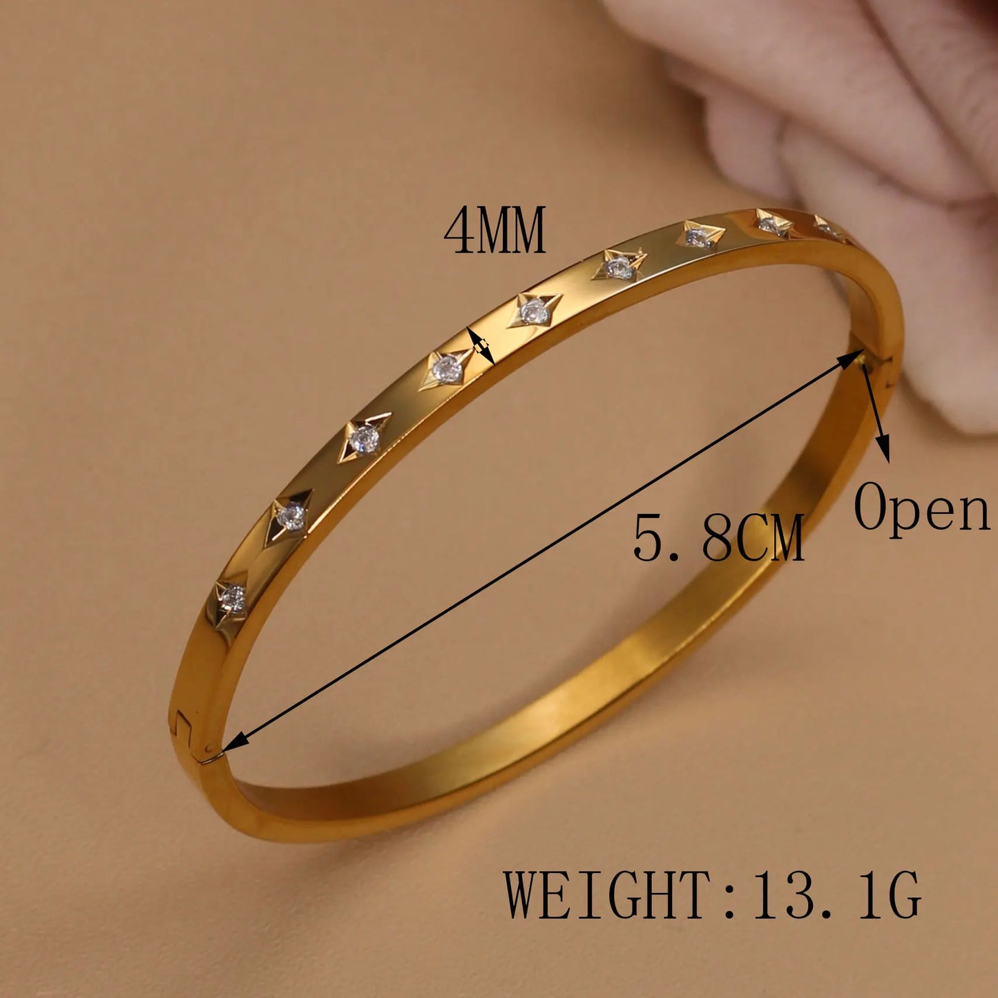 Women stainless steel classic leaf graphic Zircon star bracelet love jewelry gift