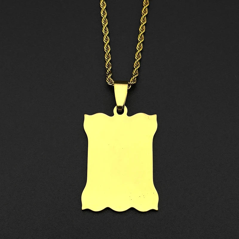 Women Men Chain Gold Color Quran Amulet Arabic Stainless Steel Muslim Islam Allah Pendant Necklace