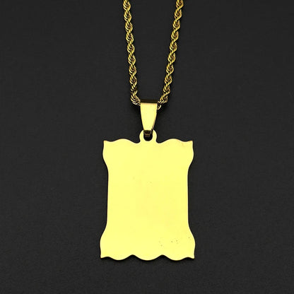 Women Men Chain Gold Color Quran Amulet Arabic Stainless Steel Muslim Islam Allah Pendant Necklace