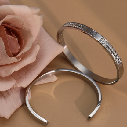 18K Gold-Plated Cross Screwdriver Stainless Steel Zircon Bangle Bracelet Women's Jewelry