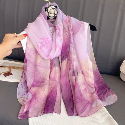 Women Beach Scarf Georgette Silk Shawls Design Printed Wraps Scarves