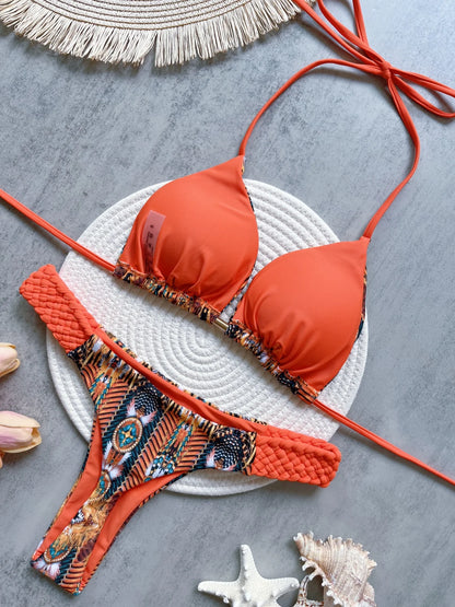 Women Micro Two-Piece Leopard Push Up Thong Bikini Beachwear Bathing Suit