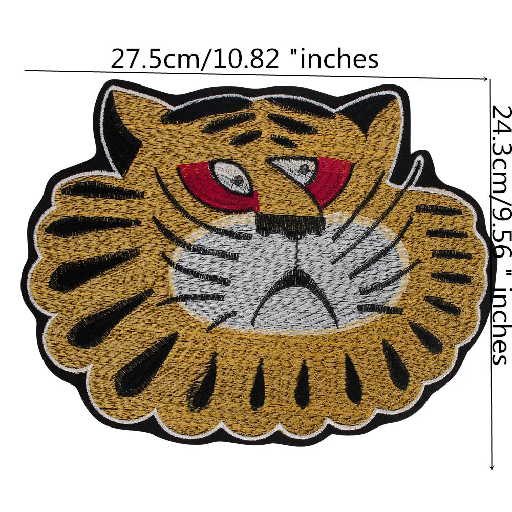 Large Animal Tiger Head Embroidery Patch Appliques Iron on Patches Badge Clothes Sewing