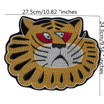 Large Animal Tiger Head Embroidery Patch Appliques Iron on Patches Badge Clothes Sewing