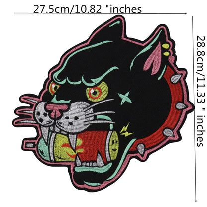 Large Size Biker Applique Fierce Tiger head Embroidery Patches Iron on for Clothes Animal Stickers Patch