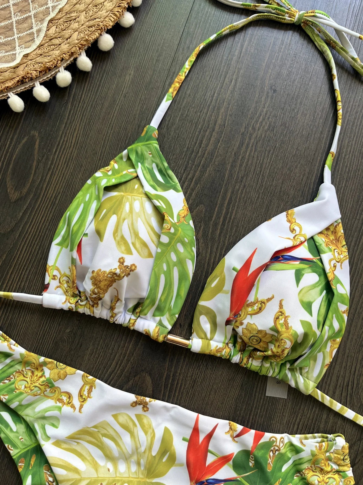 Sexy Print Bandage Women Swimsuit Two-piece Triangle Halter Swimwear Bathing Brazilian Bikinis Suit