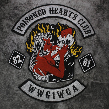 Embroidered Beauty Skull Poisoned Hearts Club Patch Appliques Iron on Patches Badge Clothes Sewing