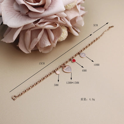 Women Fashion Stainless Steel Gold color Bangle LOVE Heart Pendant LOVE Bracelet