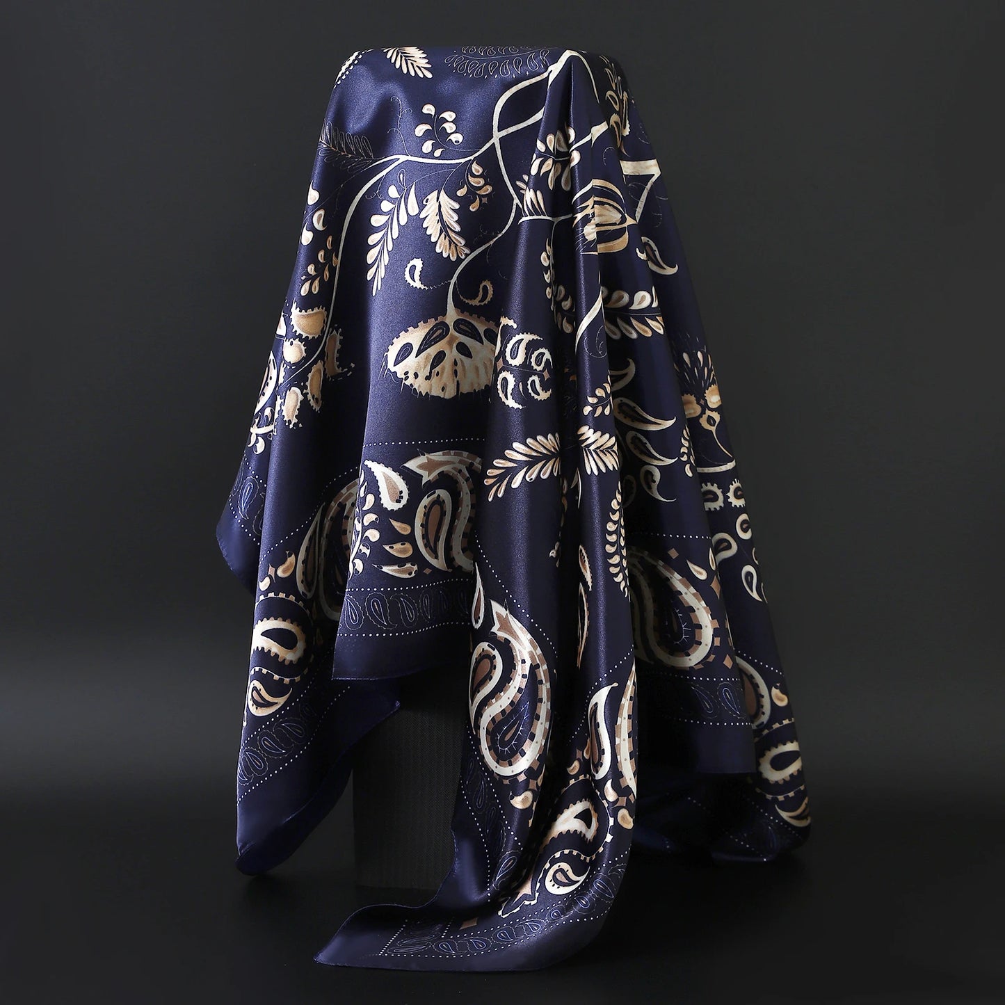 90cm Women Four Seasons Square Silk Satin Bandana Wrap Shawl Scarves Scarfs Spk8