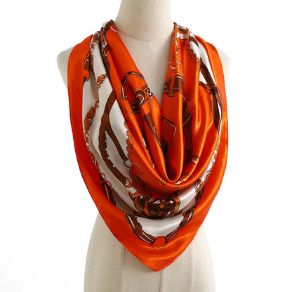 90cm Women Four Seasons Square Silk Satin Bandana Wrap Shawl Scarves Scarfs Spk8