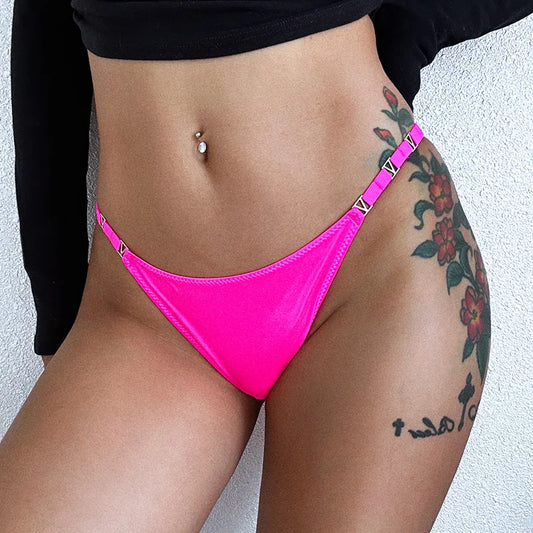 Sexy Women Seamless Underwear Briefs Zebra Flower Low Rise Metal Buckle Thong G-String Bikini Panties