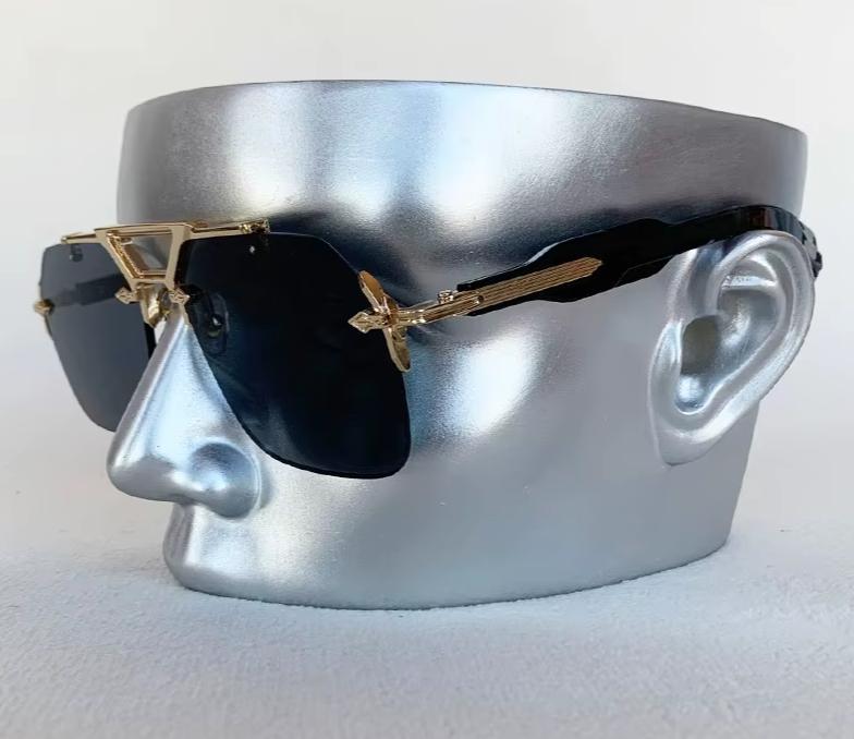 Men Women Retro Vintage Punk Designer Square Rimless Oversized Shades Sunglasses Eyewear