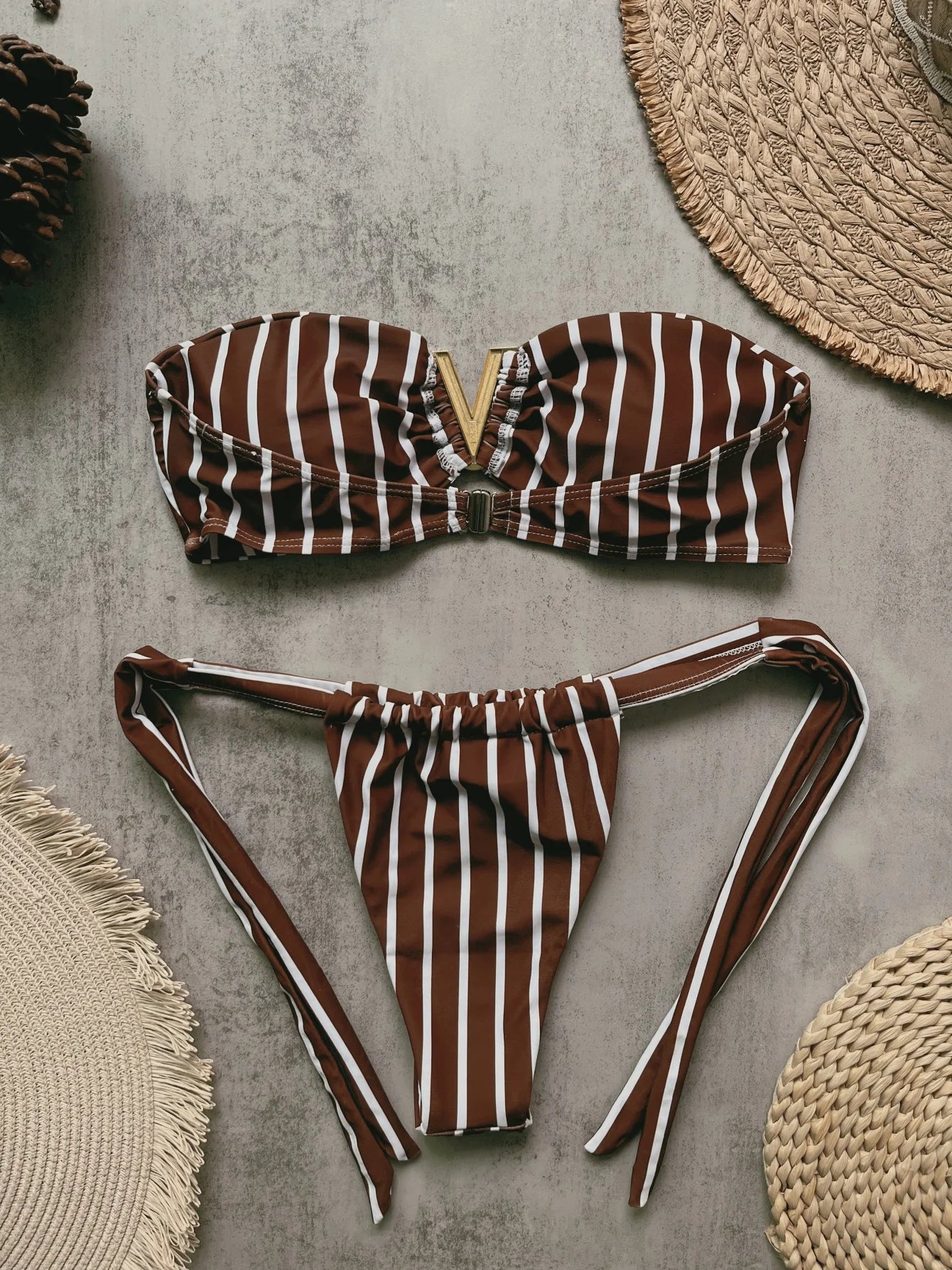 strapless bikini sexy women 2-piece triangular bikini beach swimsuit suit