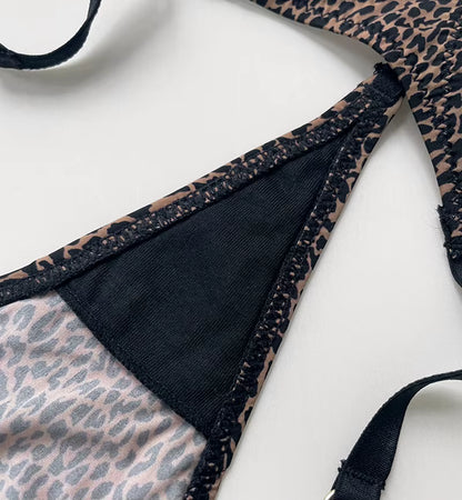 Ice Slik Low Waist Women G String Leopard Flower Panties Briefs Thong T-back Underwear