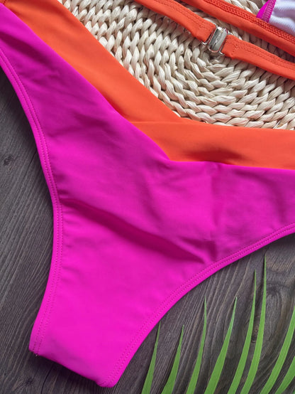 Sexy Solid Splicing Bikinis Swimsuit Two-piece Triangle Thong Swimwear Bathing Suit Brazilian