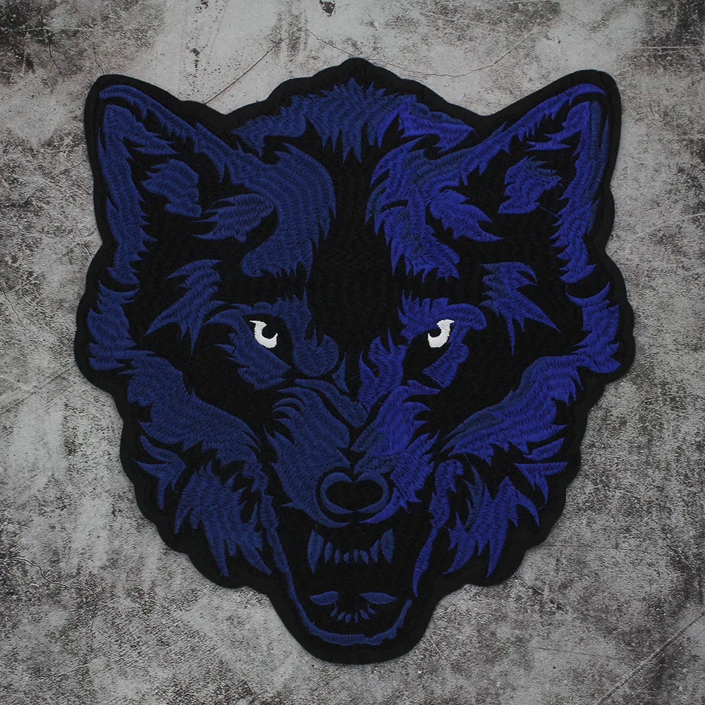 Large Size Biker Applique Fierce Tiger head Embroidery Patches Iron on for Clothes Animal Stickers Patch