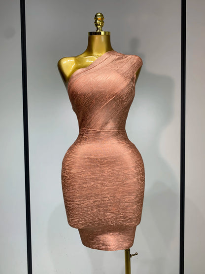 Sexy One Shoulder Bandage Short Sleeveless Bandage Evening Party Birthday Dress