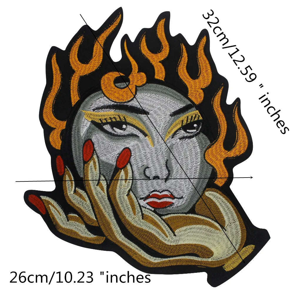 Sun Palm Woman Embroidered Patch Appliques Iron on Patches Badge Clothes Sewing