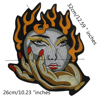 Sun Palm Woman Embroidered Patch Appliques Iron on Patches Badge Clothes Sewing