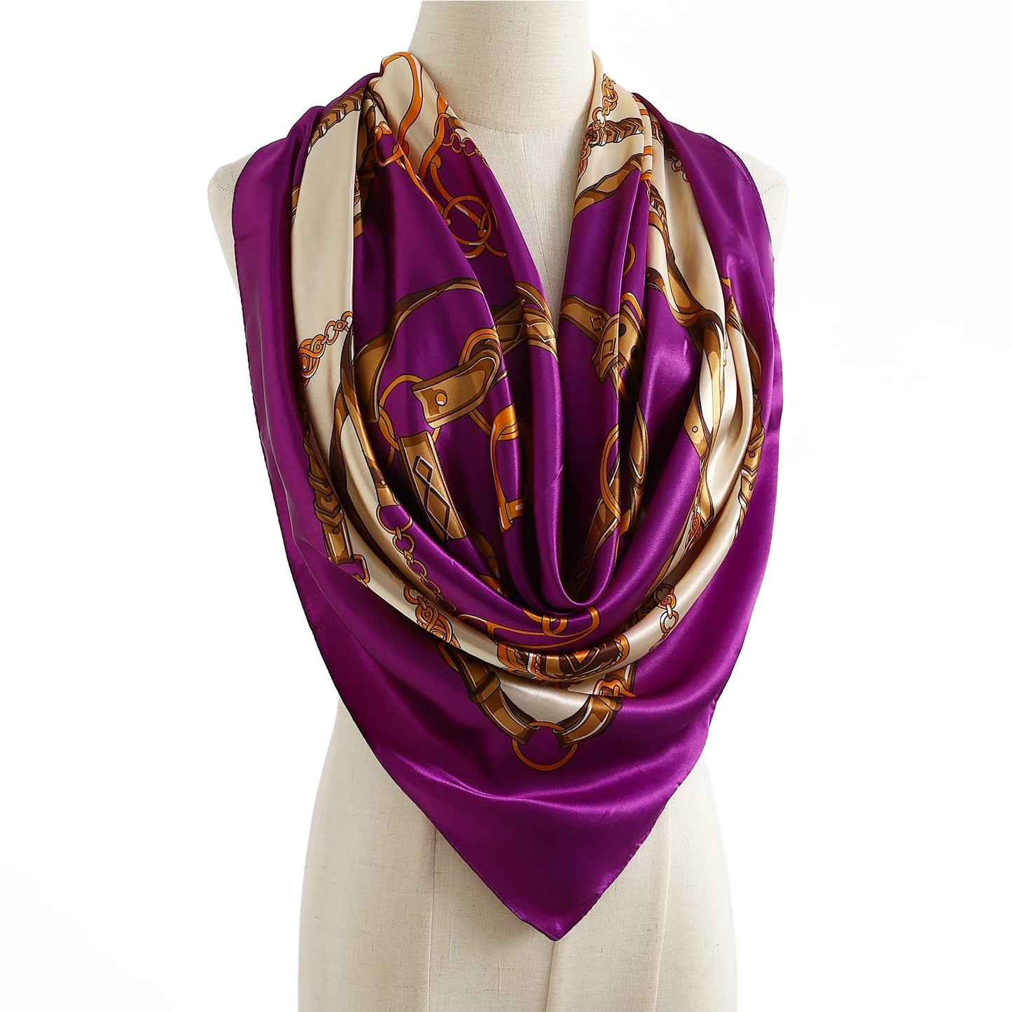 90cm Women Four Seasons Square Silk Satin Bandana Wrap Shawl Scarves Scarfs gfK4