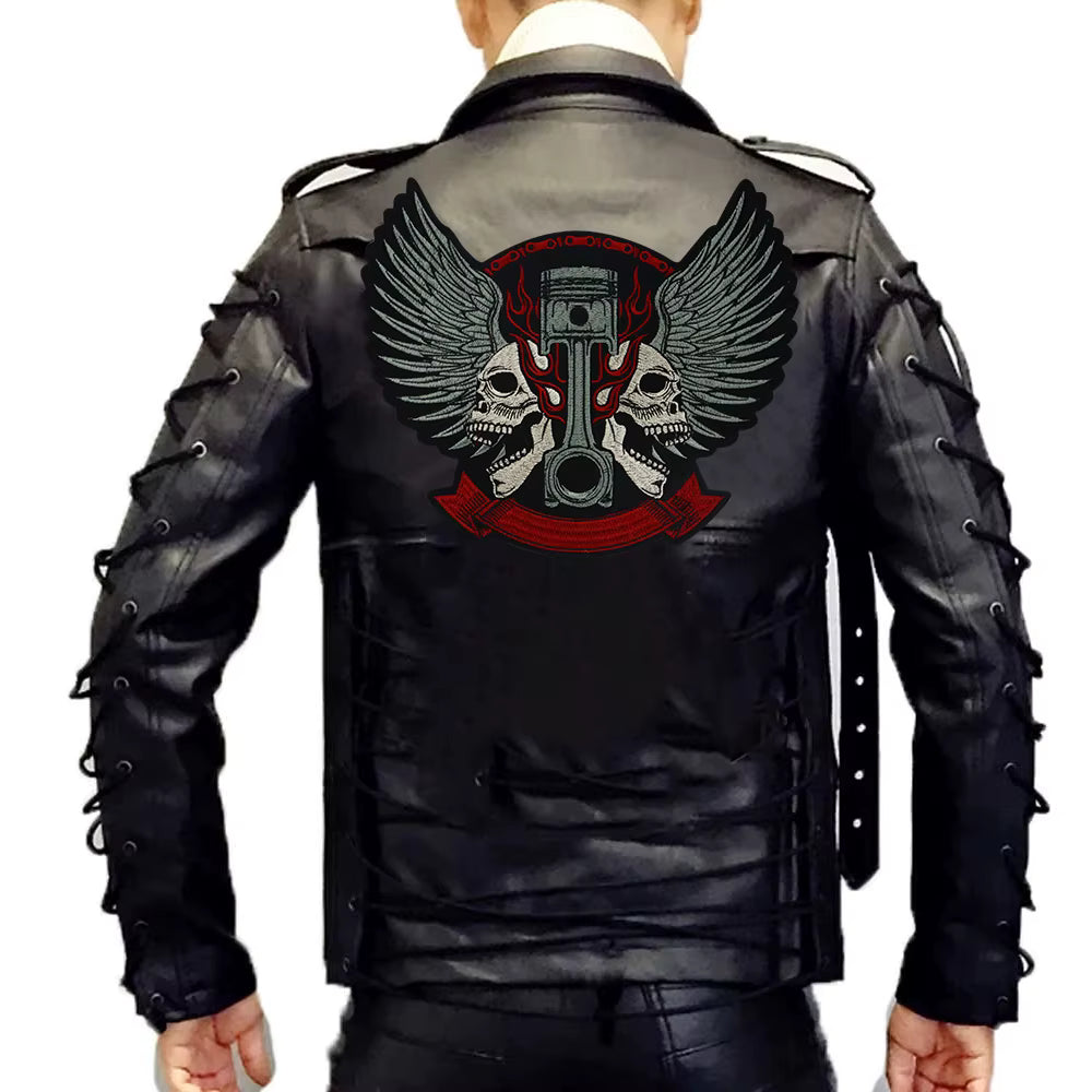 Large-Size Winged Skull Angel Biker Motorcycle Embroidered Patch Appliques Iron on Patches Badge Clothes Sewing