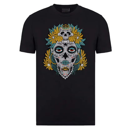Punk Biker Embroidery Flower skull Patch Appliques Iron on Patches Badge Clothes Sewing