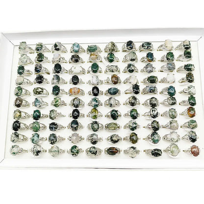 20pcs/Lot Wholesales Mixed Size Beauty Natural Green Stone Finger Rings